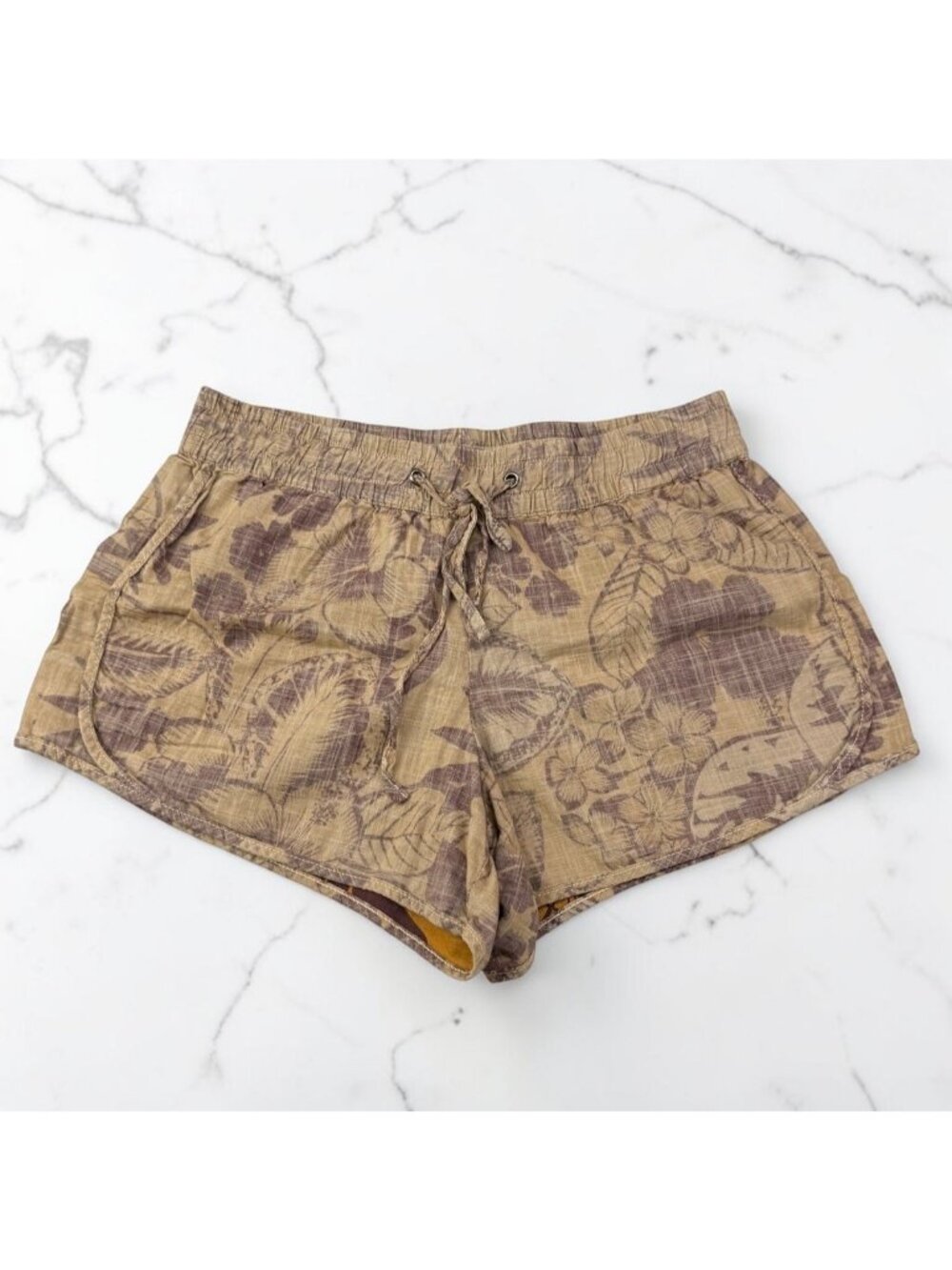 James Perse Tropical Print Cotton Lightweight Elastic Casual Shorts Womens XS